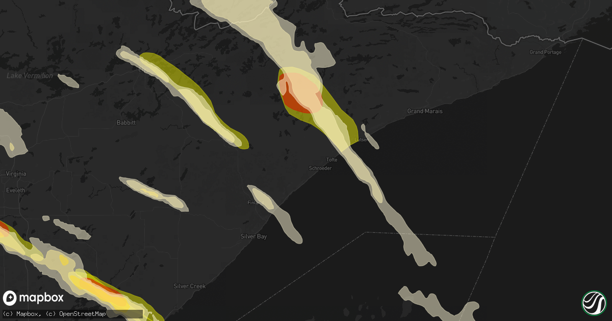 Hail map in Schroeder, MN on July 26, 2026