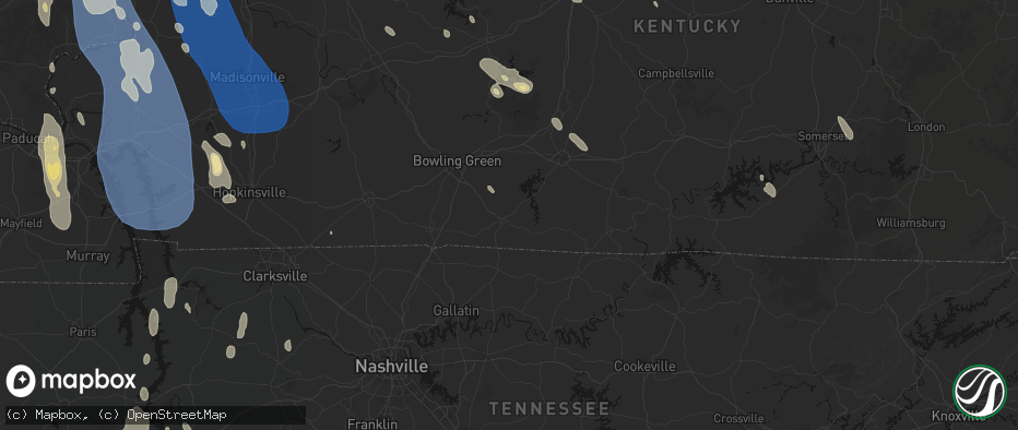 Hail map in Scottsville, KY on July 26, 2026