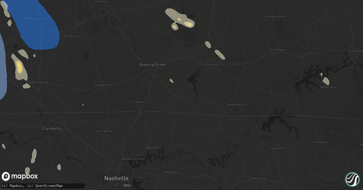 Hail map in Scottsville, KY on July 26, 2026