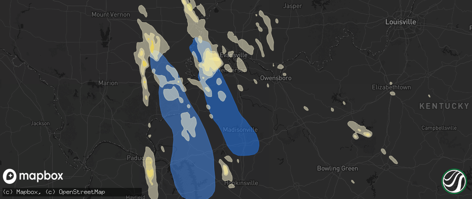Hail map in Sebree, KY on July 26, 2026