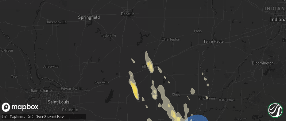 Hail map in Shumway, IL on July 26, 2026