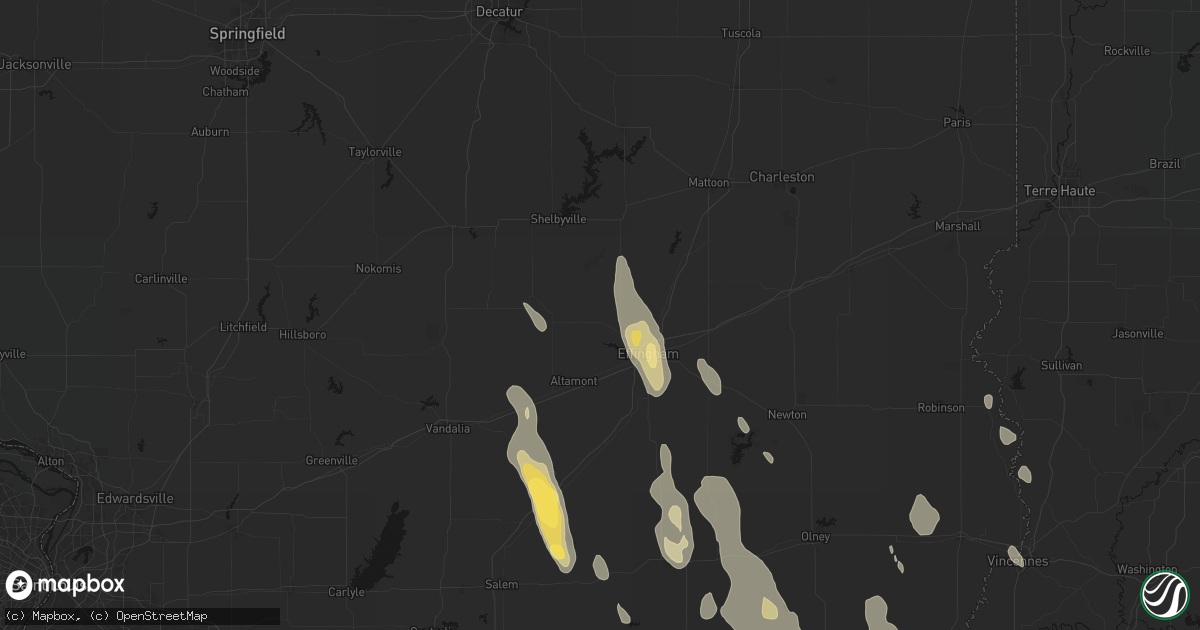 Hail map in Shumway, IL on July 26, 2026