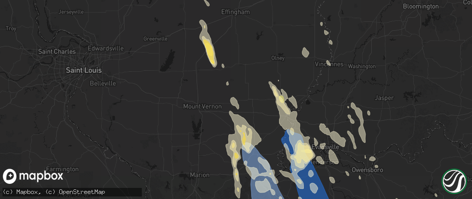 Hail map in Sims, IL on July 26, 2026