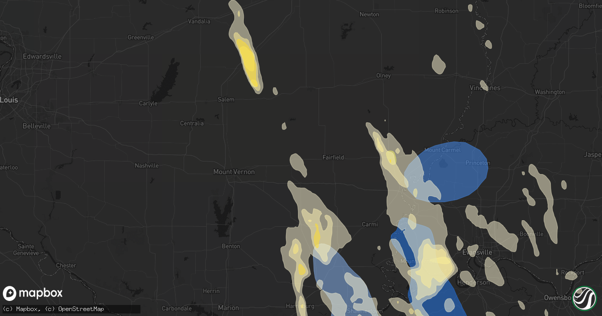 Hail map in Sims, IL on July 26, 2026