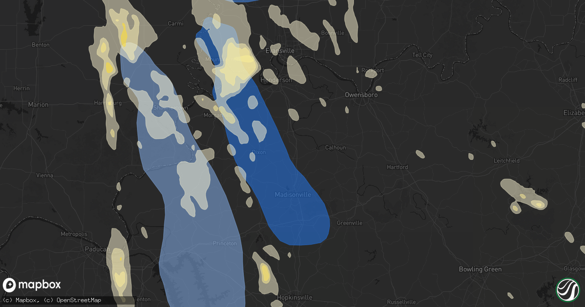 Hail map in Slaughters, KY on July 26, 2026