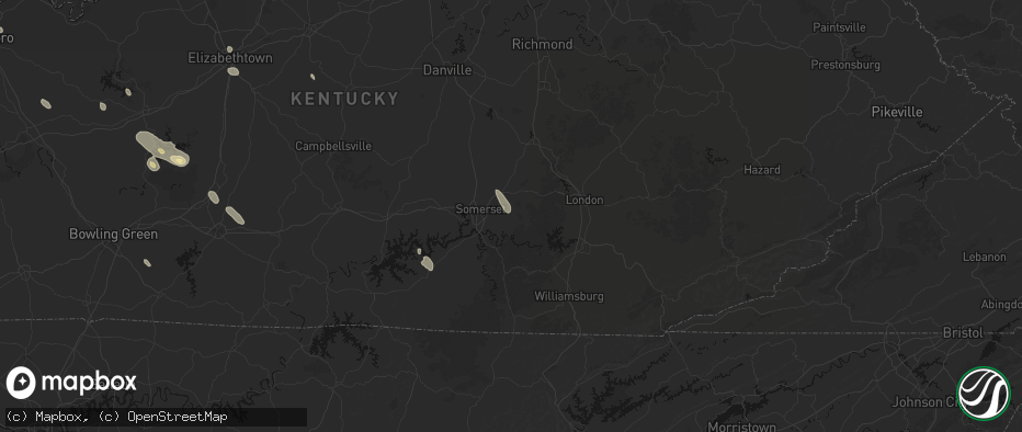 Hail map in Somerset, KY on July 26, 2026