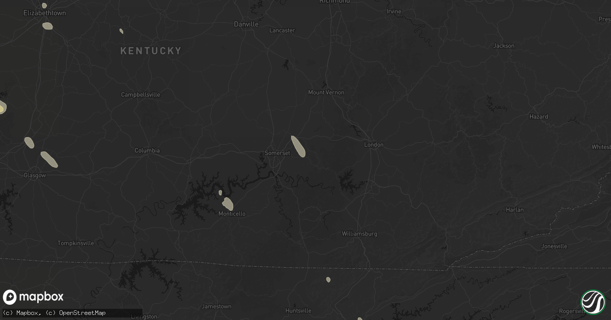 Hail map in Somerset, KY on July 26, 2026