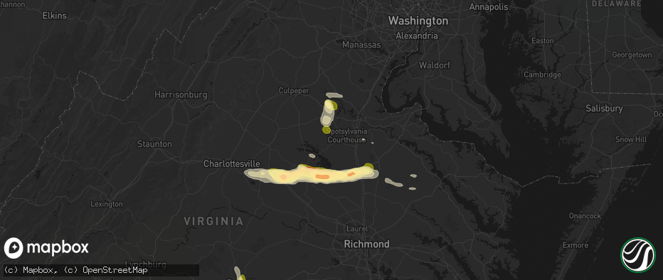 Hail map in Spotsylvania, VA on July 26, 2026