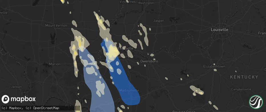 Hail map in Spottsville, KY on July 26, 2026