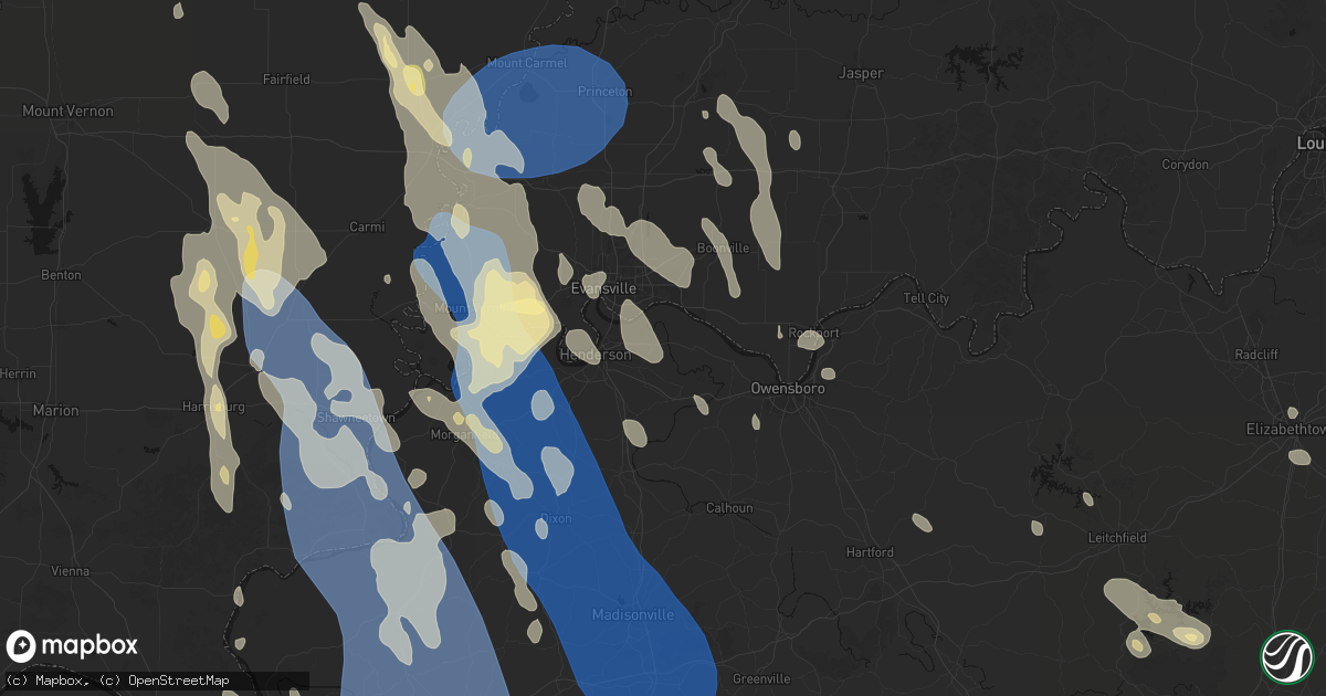 Hail map in Spottsville, KY on July 26, 2026
