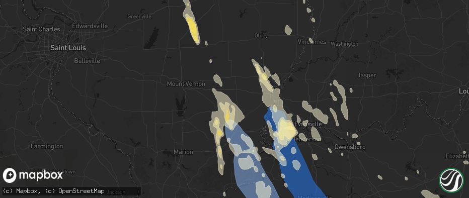 Hail map in Springerton, IL on July 26, 2026