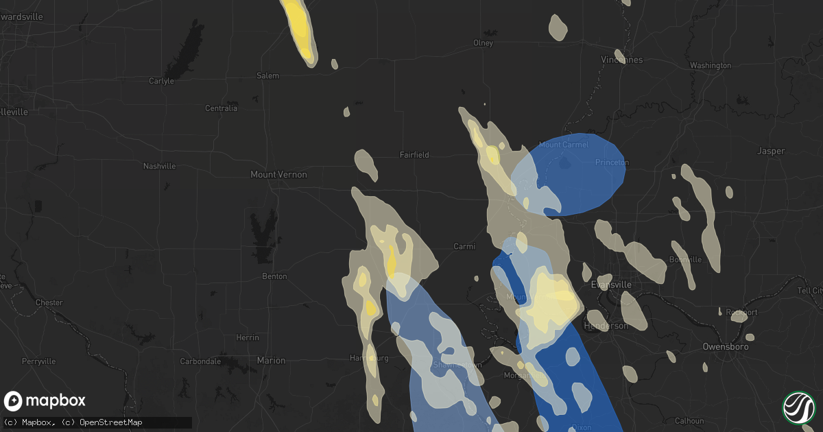Hail map in Springerton, IL on July 26, 2026