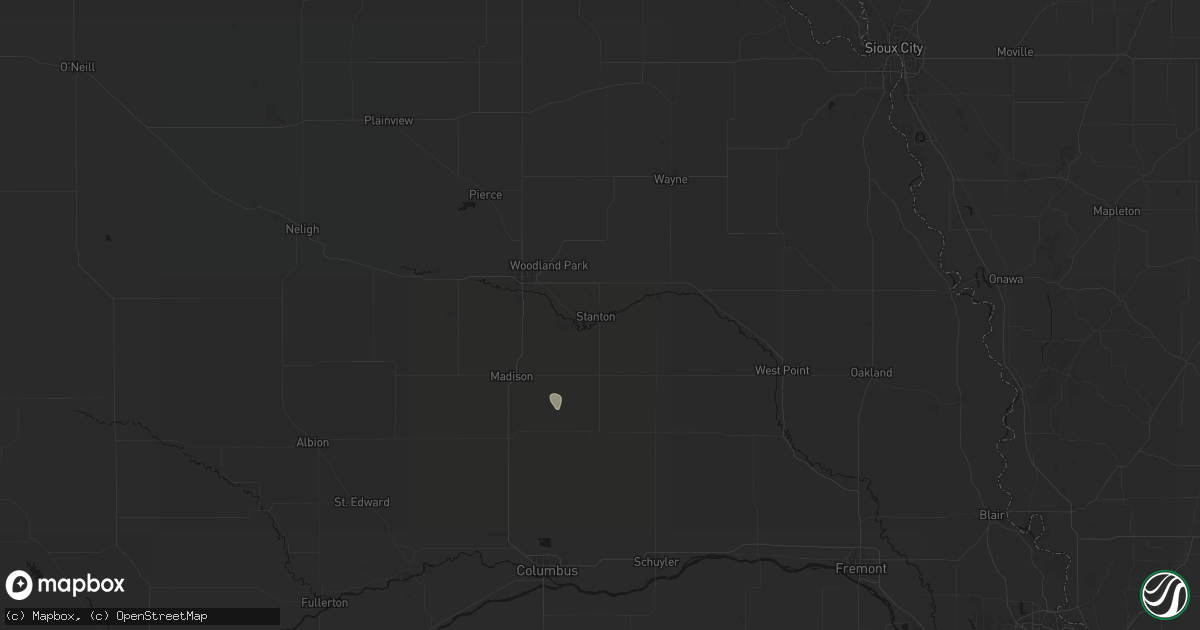 Hail map in Stanton, NE on July 26, 2026