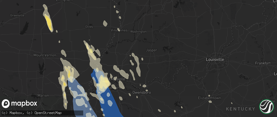 Hail map in Stendal, IN on July 26, 2026