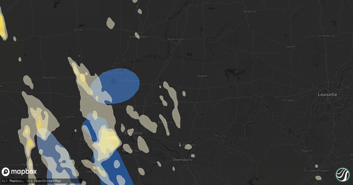 Hail map in Stendal, IN on July 26, 2026
