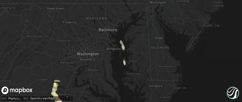 Hail map in Stevensville, MD on July 26, 2026