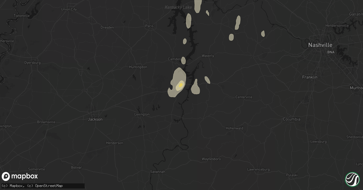 Hail map in Sugar Tree, TN on July 26, 2026