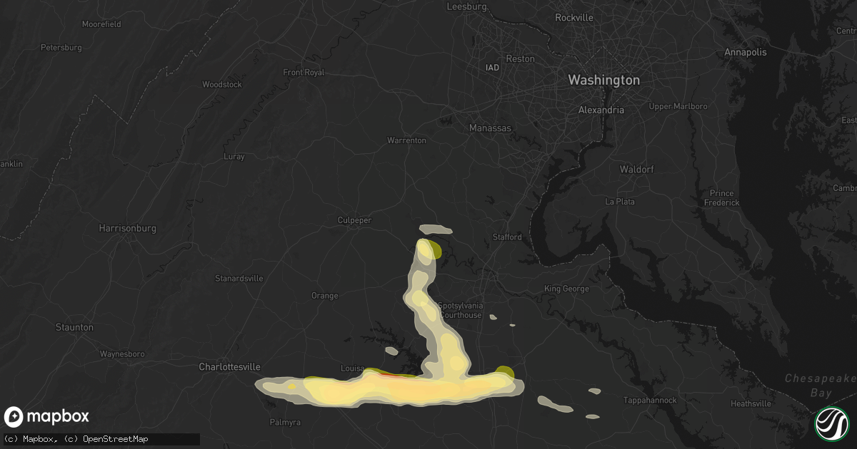 Hail map in Sumerduck, VA on July 26, 2026