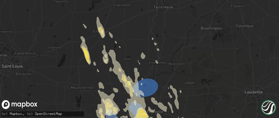 Hail map in Sumner, IL on July 26, 2026