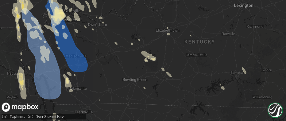 Hail map in Sweeden, KY on July 26, 2026