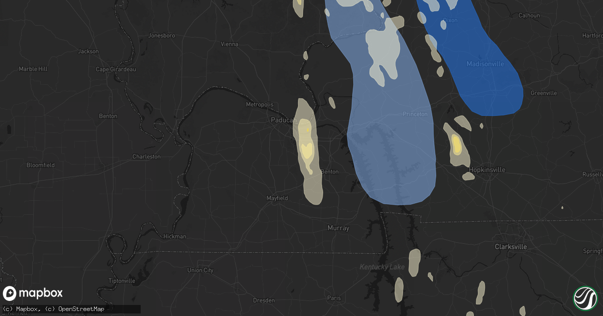 Hail map in Symsonia, KY on July 26, 2026