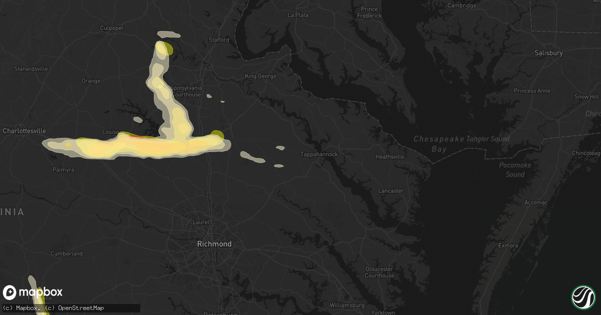 Hail map in Tappahannock, VA on July 26, 2026