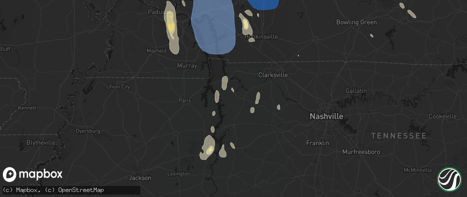 Hail map in Tennessee Ridge, TN on July 26, 2026