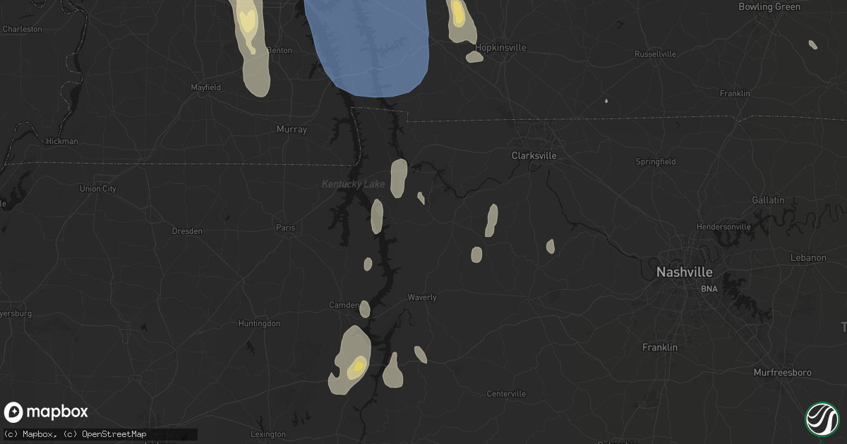 Hail map in Tennessee Ridge, TN on July 26, 2026