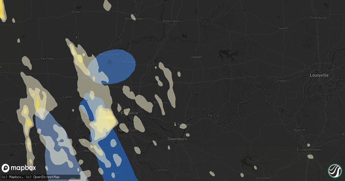 Hail map in Tennyson, IN on July 26, 2026