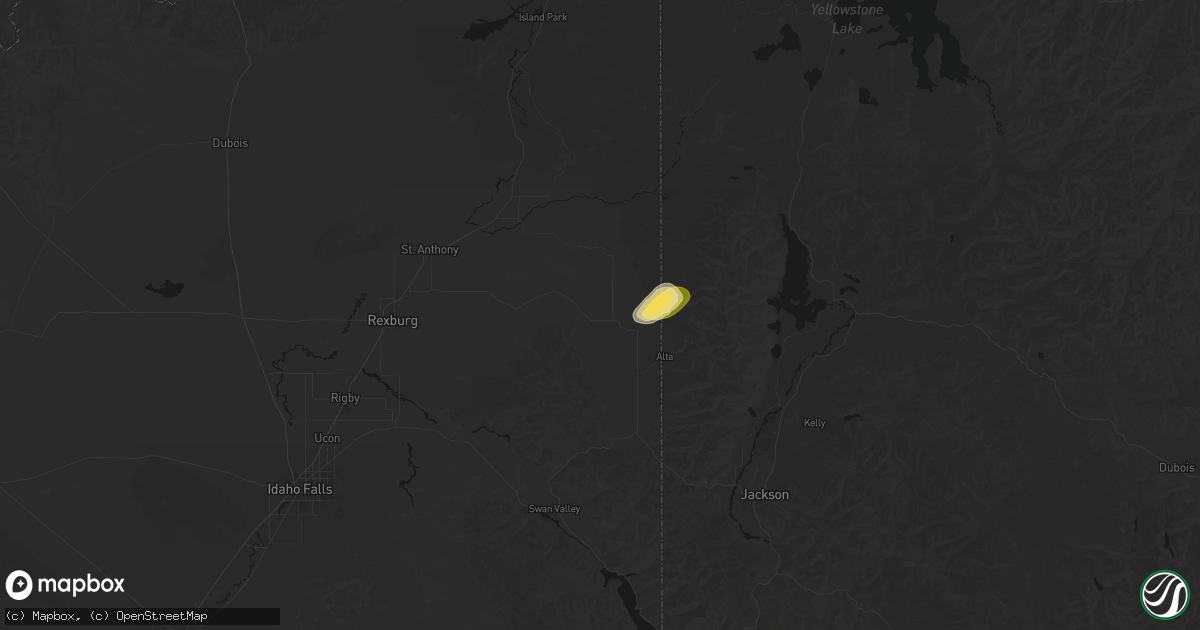 Hail map in Tetonia, ID on July 26, 2026