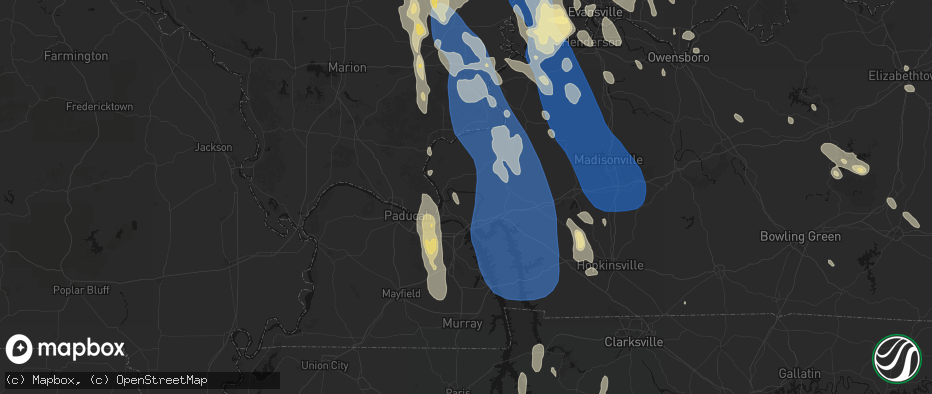 Hail map in Tiline, KY on July 26, 2026