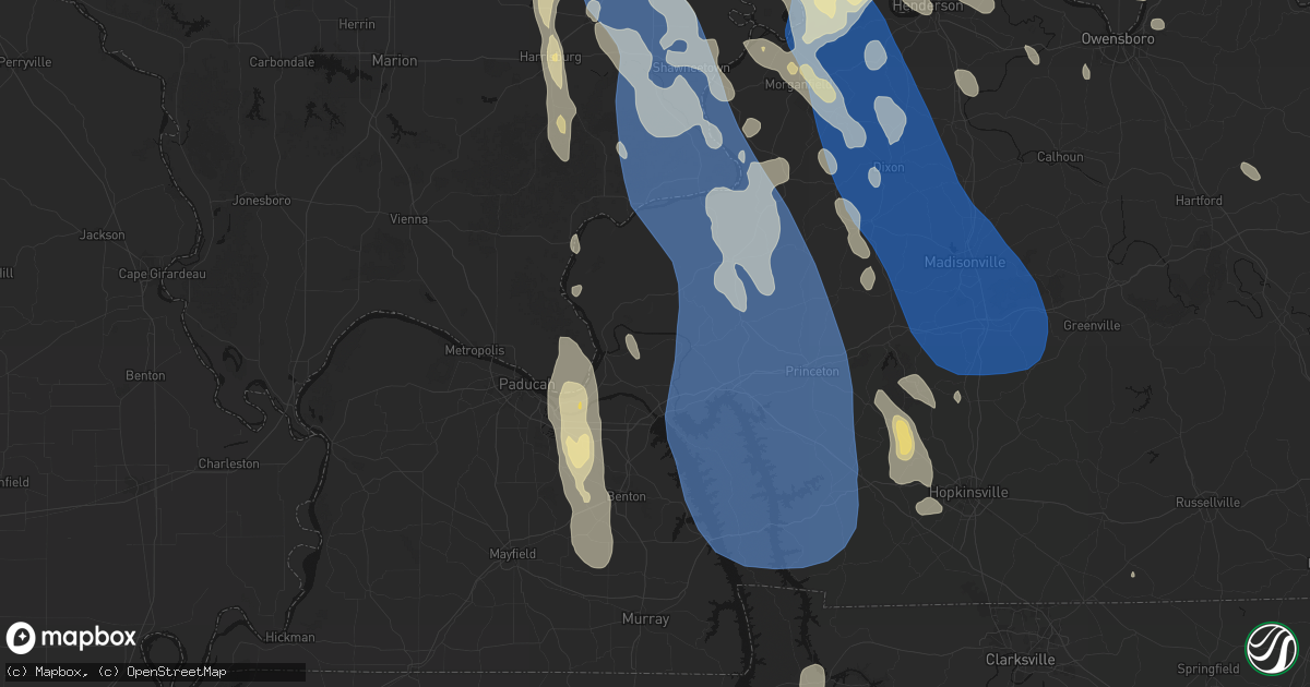 Hail map in Tiline, KY on July 26, 2026