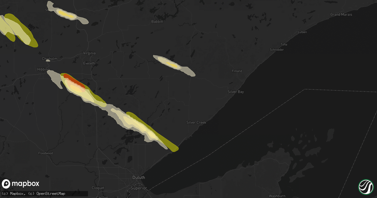 Hail map in Two Harbors, MN on July 26, 2026