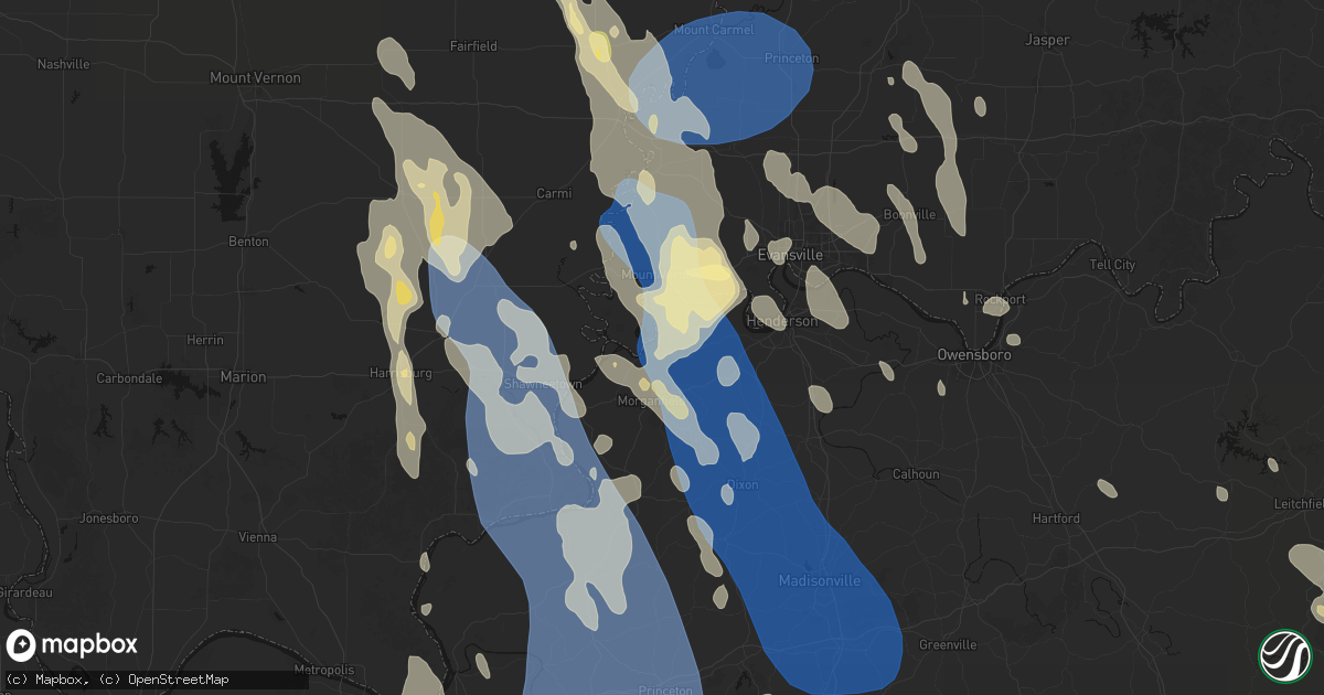 Hail map in Uniontown, KY on July 26, 2026