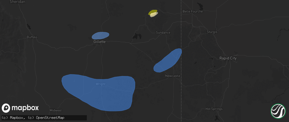Hail map in Upton, WY on July 26, 2026