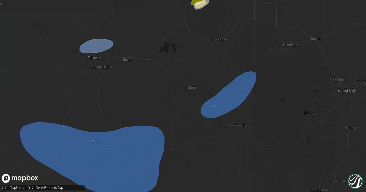 Hail map in Upton, WY on July 26, 2026