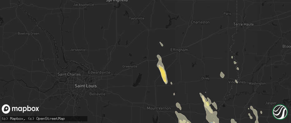 Hail map in Vandalia, IL on July 26, 2026