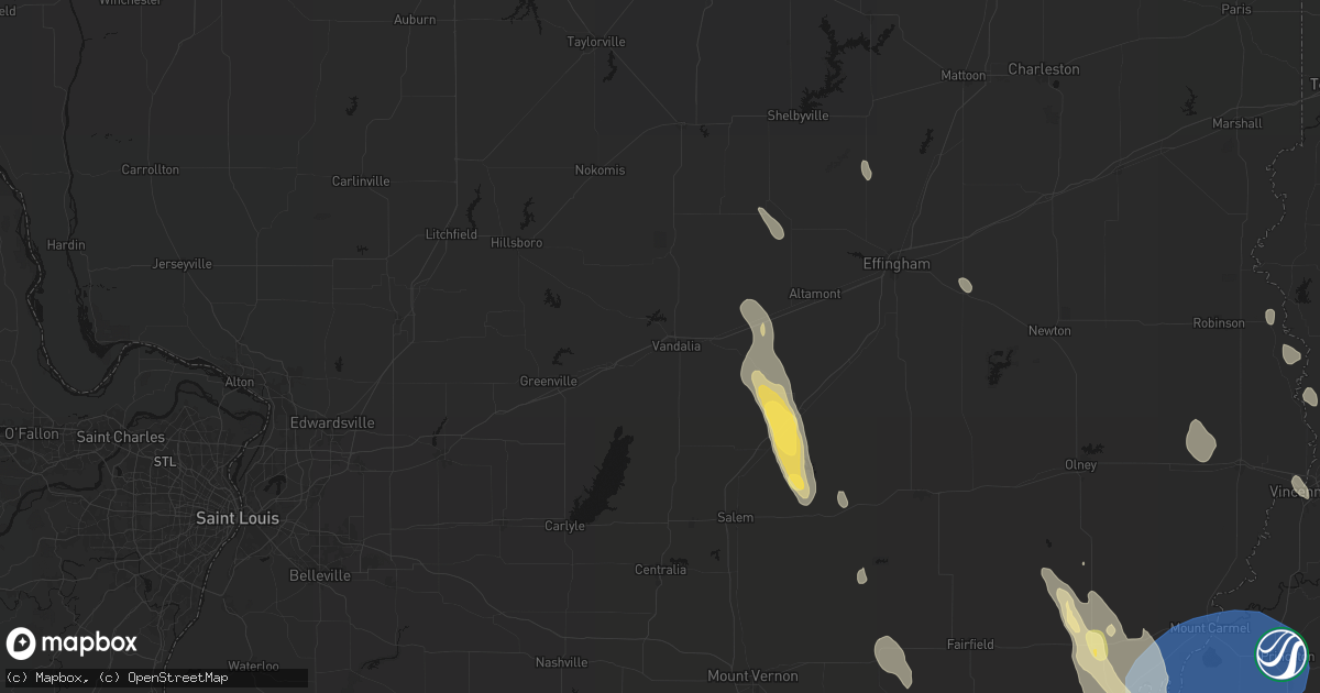 Hail map in Vandalia, IL on July 26, 2026
