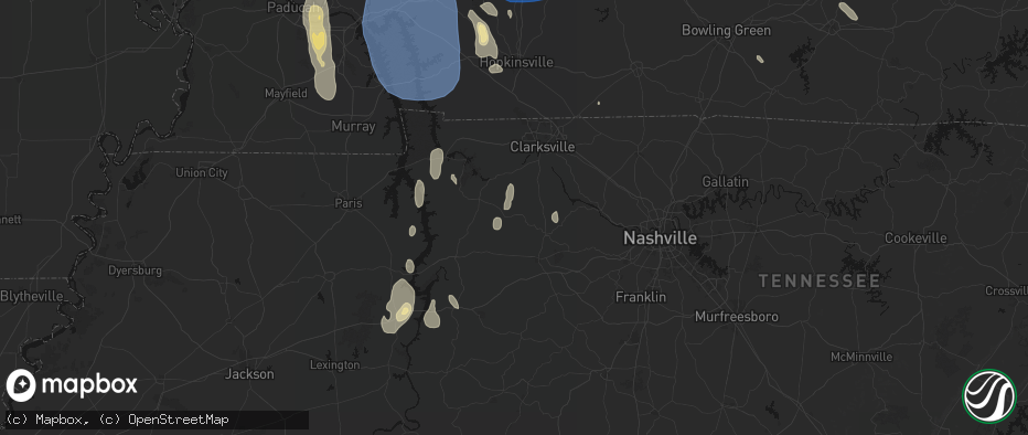 Hail map in Vanleer, TN on July 26, 2026