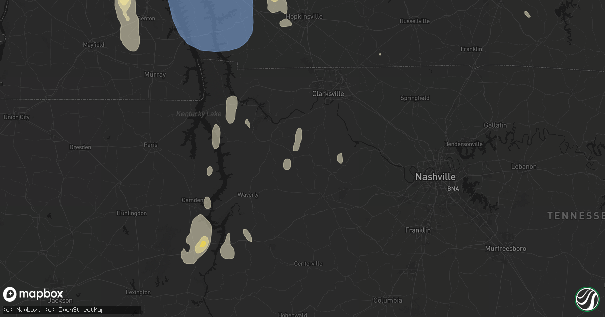 Hail map in Vanleer, TN on July 26, 2026