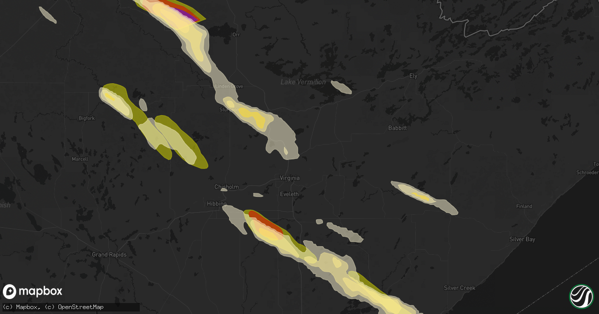 Hail map in Virginia, MN on July 26, 2026