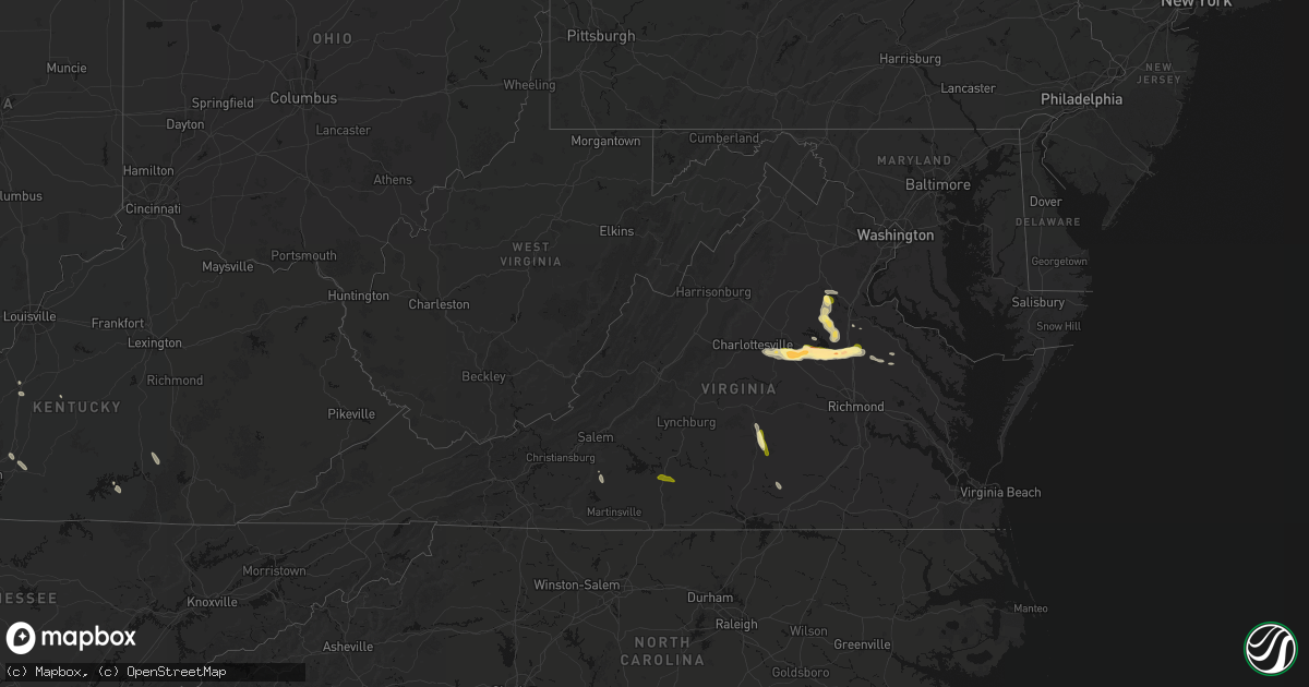 Hail map in Virginia on July 26, 2026