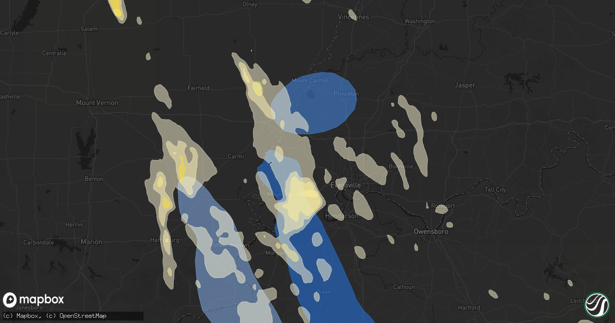 Hail map in Wadesville, IN on July 26, 2026