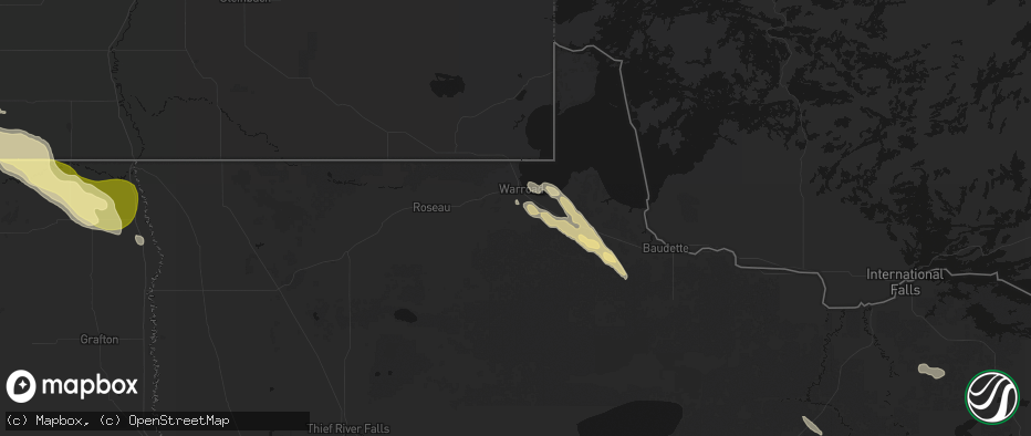 Hail map in Warroad, MN on July 26, 2026