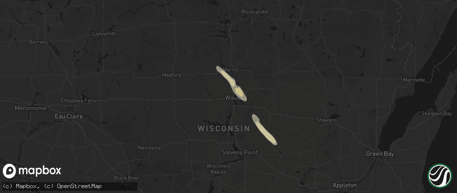 Hail map in Wausau, WI on July 26, 2026