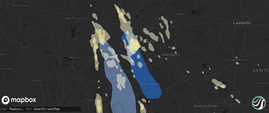 Hail map in Waverly, KY on July 26, 2026