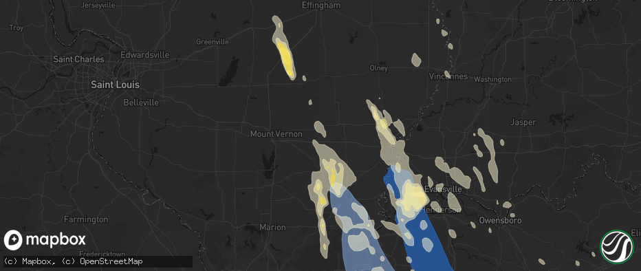 Hail map in Wayne City, IL on July 26, 2026