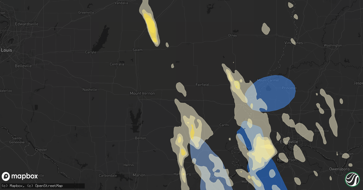 Hail map in Wayne City, IL on July 26, 2026
