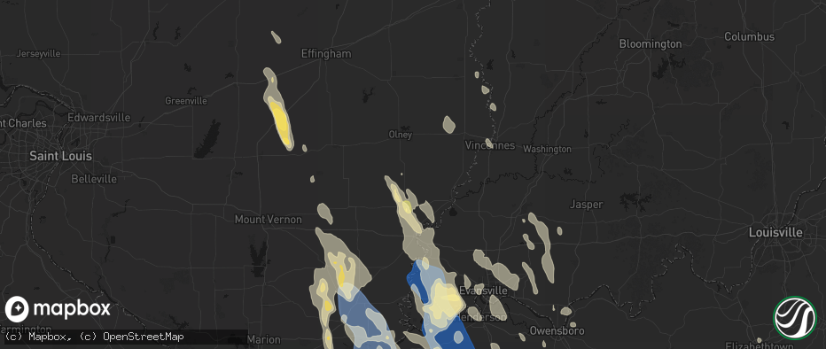 Hail map in West Salem, IL on July 26, 2026