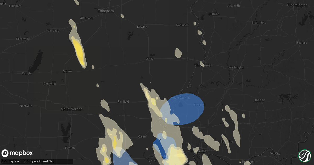 Hail map in West Salem, IL on July 26, 2026